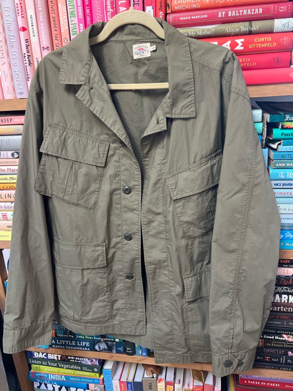 FAHERTY Men's Olive Spring Jump Jacket Size Medium - 100% Cotton